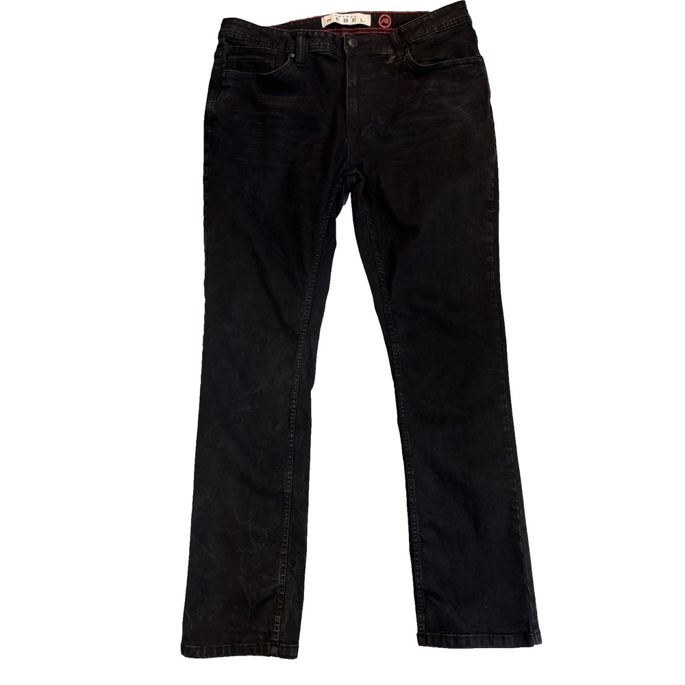 Artful Rebel Men's 36X32 Slim Black‎ Jeans Skater Urban Streetwear Moto Biker